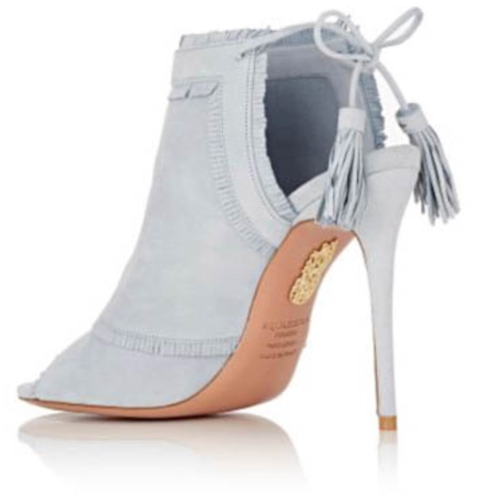Aquazzura Colorado Blue ice suede ankle boots